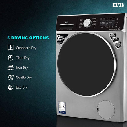 IFB 8.5/6.5 kg 5 Star Inverter Fully Automatic Front Load Washer Dryer (Executive ZXS, Power Steam Wash, Silver)