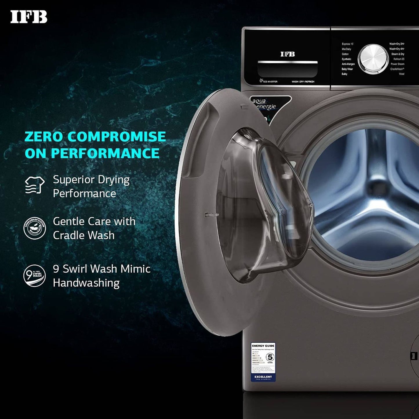IFB 8.5/6.5 kg 5 Star Inverter Fully Automatic Front Load Washer Dryer (Executive ZXM, Power Steam Wash, Mocha)