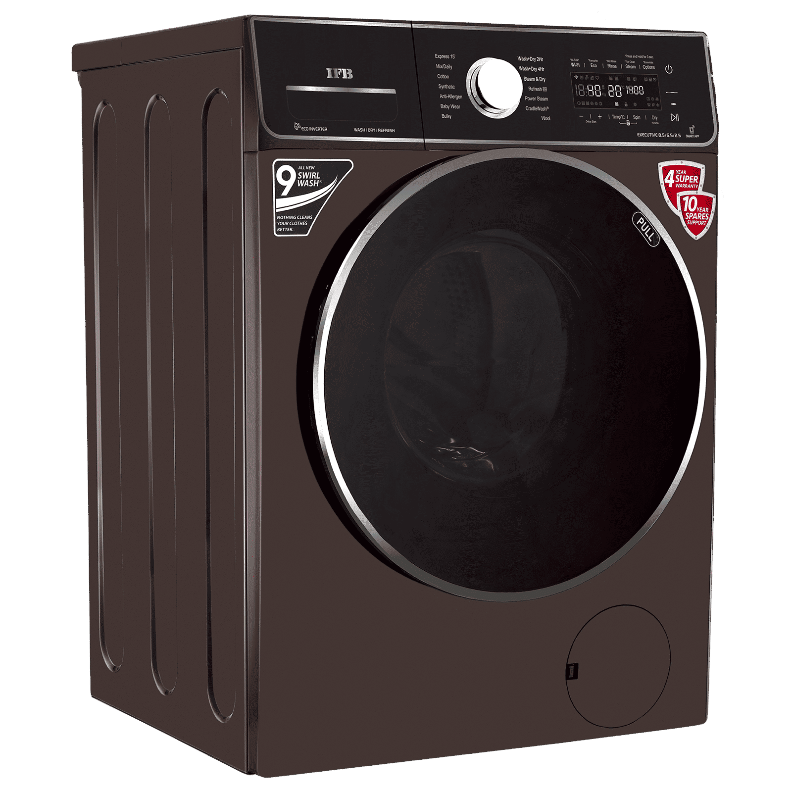 IFB 8.5/6.5 kg 5 Star Inverter Fully Automatic Front Load Washer Dryer (Executive ZXM, Power Steam Wash, Mocha)