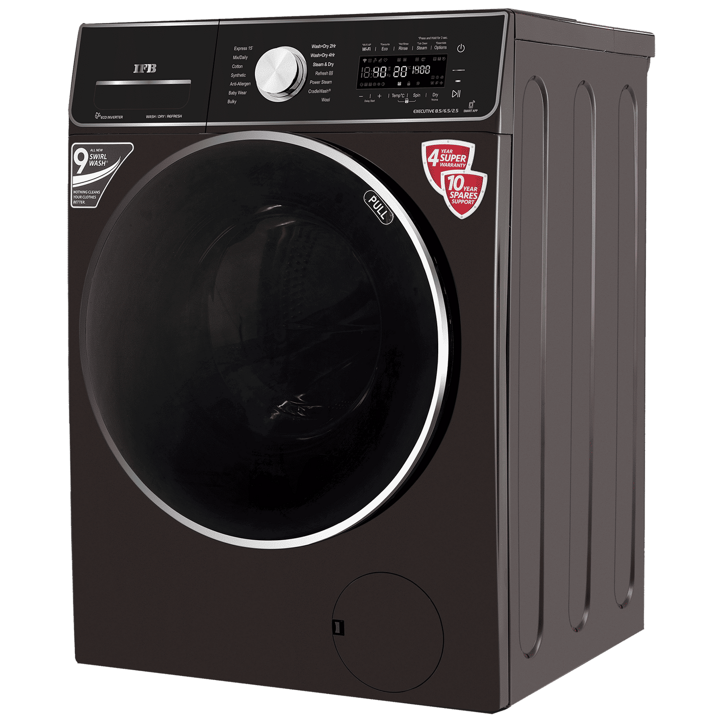 IFB 8.5/6.5 kg 5 Star Inverter Fully Automatic Front Load Washer Dryer (Executive ZXM, Power Steam Wash, Mocha)