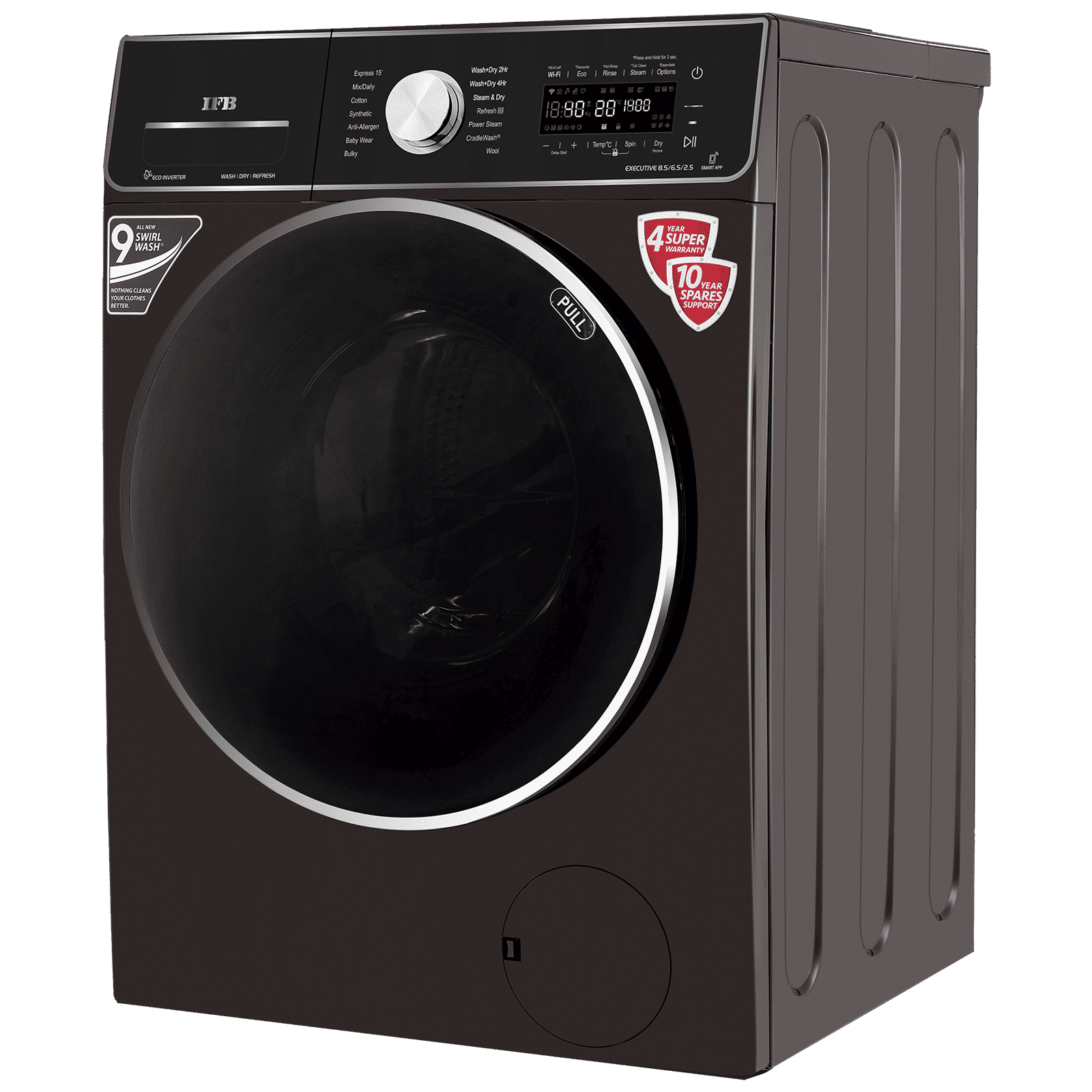 IFB 8.5/6.5 kg 5 Star Inverter Fully Automatic Front Load Washer Dryer (Executive ZXM, Power Steam Wash, Mocha)