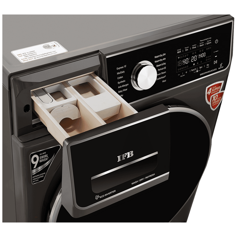 IFB 8.5/6.5 kg 5 Star Inverter Fully Automatic Front Load Washer Dryer (Executive ZXM, Power Steam Wash, Mocha)