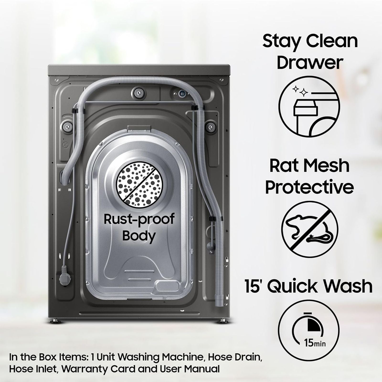 SAMSUNG 10.5/7 kg Inverter Fully Automatic Front Load Washer Dryer (WD10T704DBX/TL, AI Control Display, Inox)