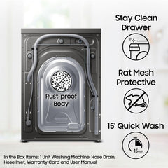 SAMSUNG 10.5/7 kg Inverter Fully Automatic Front Load Washer Dryer (WD10T704DBX/TL, AI Control Display, Inox)
