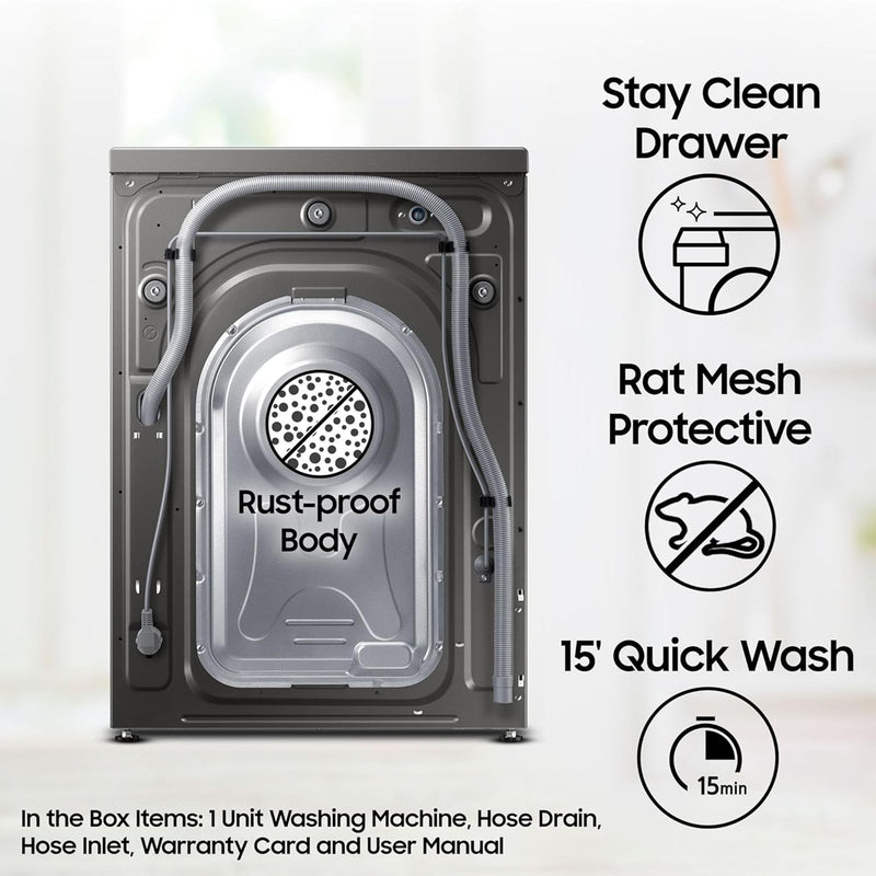 SAMSUNG 10.5/7 kg Inverter Fully Automatic Front Load Washer Dryer (WD10T704DBX/TL, AI Control Display, Inox)