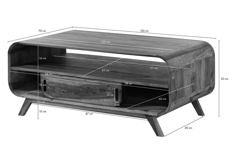 Marwar Solid Sheesham Wood Coffee Table with Storage