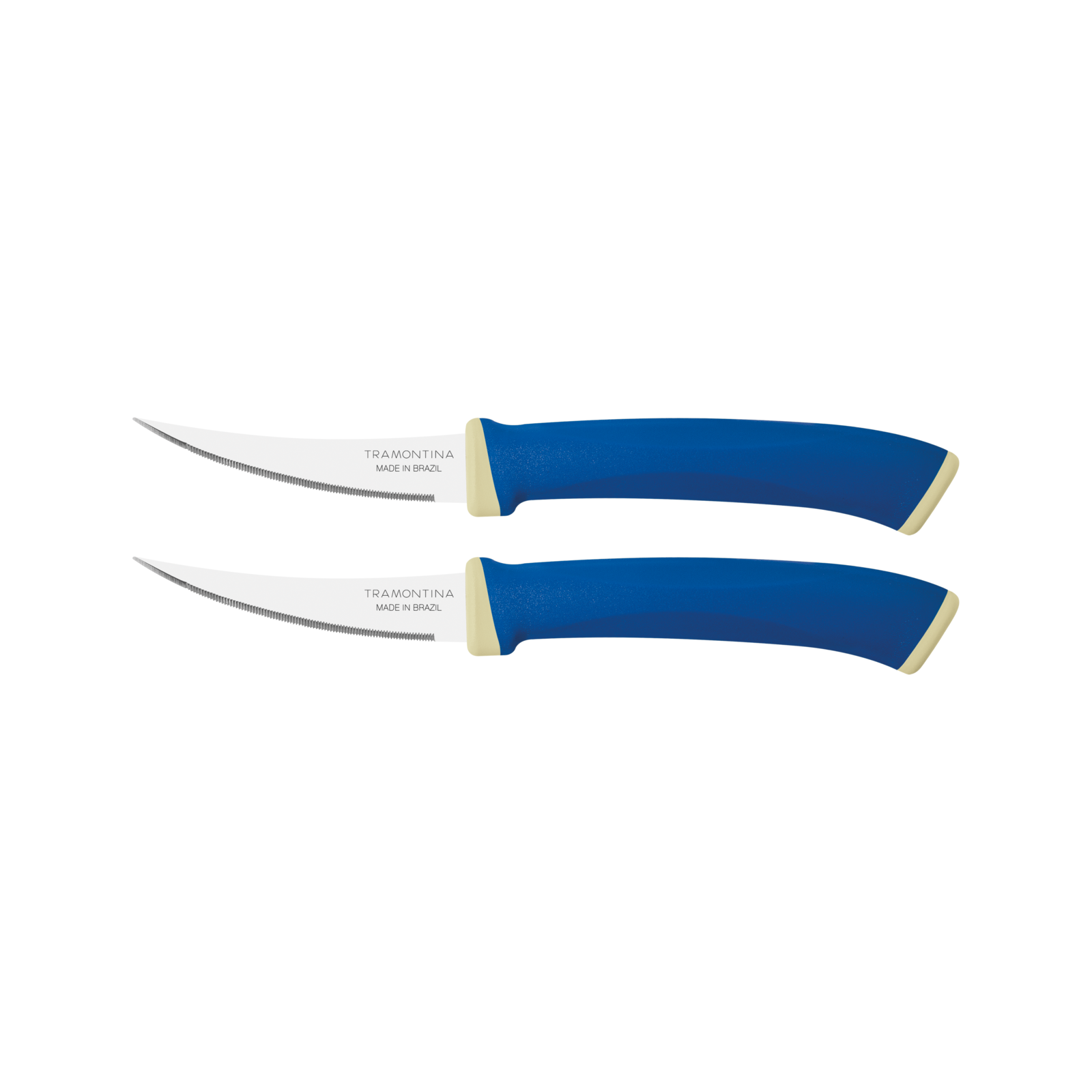 Felice 2-piece tomato knife set with stainless steel blades and blue polypropylene handles