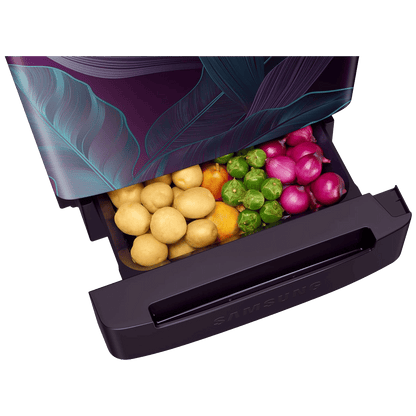 SAMSUNG Horizontal Curve 215 Litres 5 Star Direct Cool Single Door Refrigerator with Base Stand Drawer (RR23D2H259R/HL, Paradise Bloom Purple)