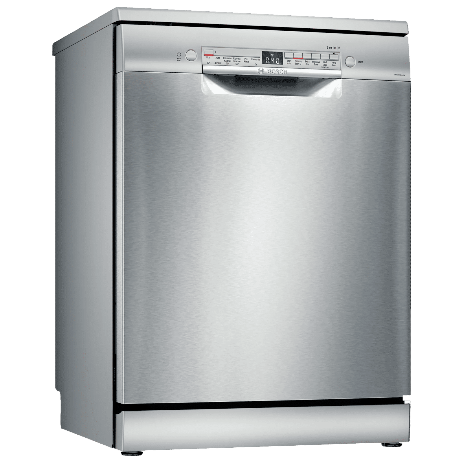 BOSCH Series 6 13 Place Settings Free Standing Dishwasher with Glass Protection Technology (Silver Inox)
