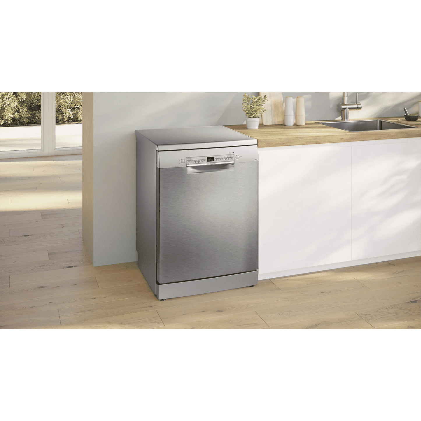 BOSCH Series 6 13 Place Settings Free Standing Dishwasher with Glass Protection Technology (Silver Inox)