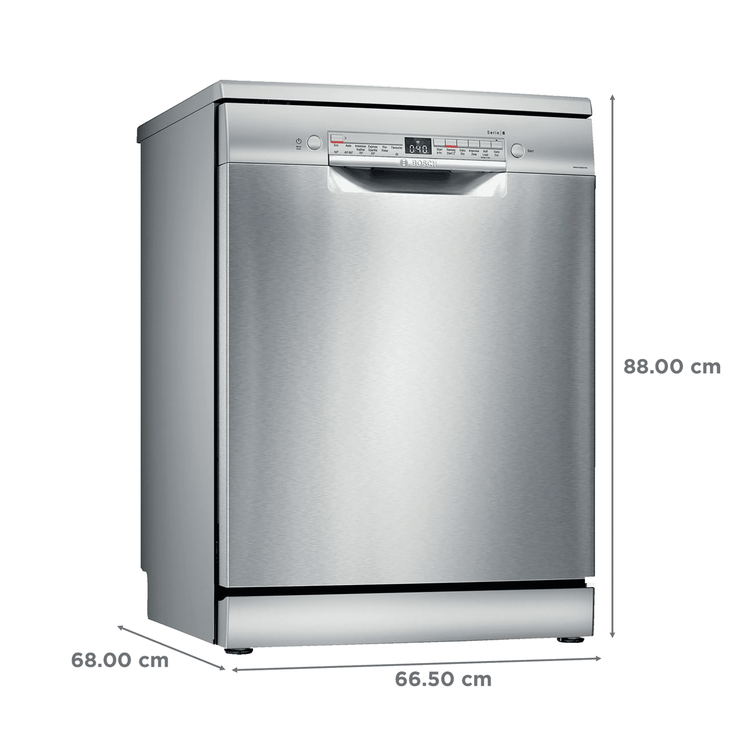 BOSCH Series 6 13 Place Settings Free Standing Dishwasher with Glass Protection Technology (Silver Inox)