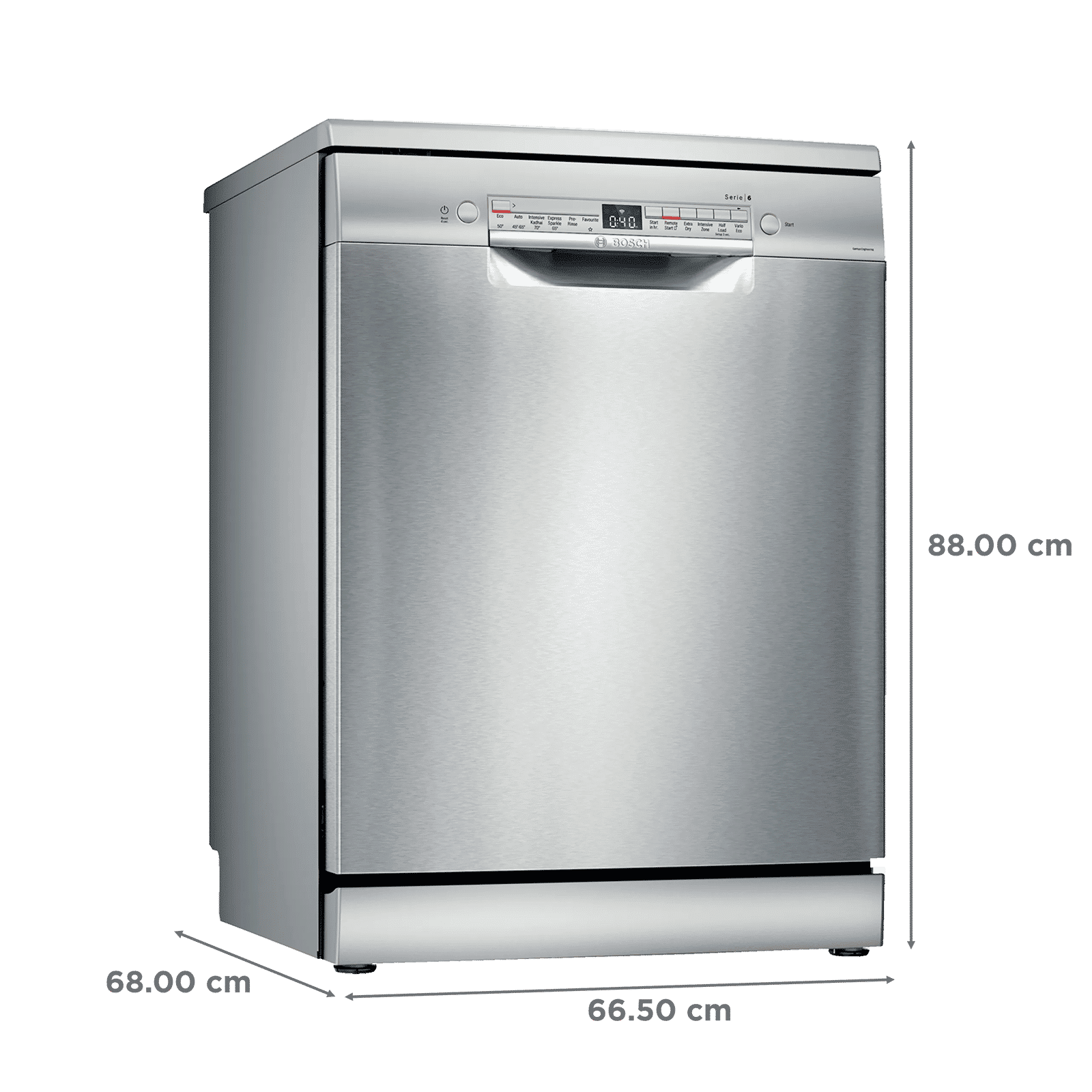 BOSCH Series 6 13 Place Settings Free Standing Dishwasher with Glass Protection Technology (Silver Inox)