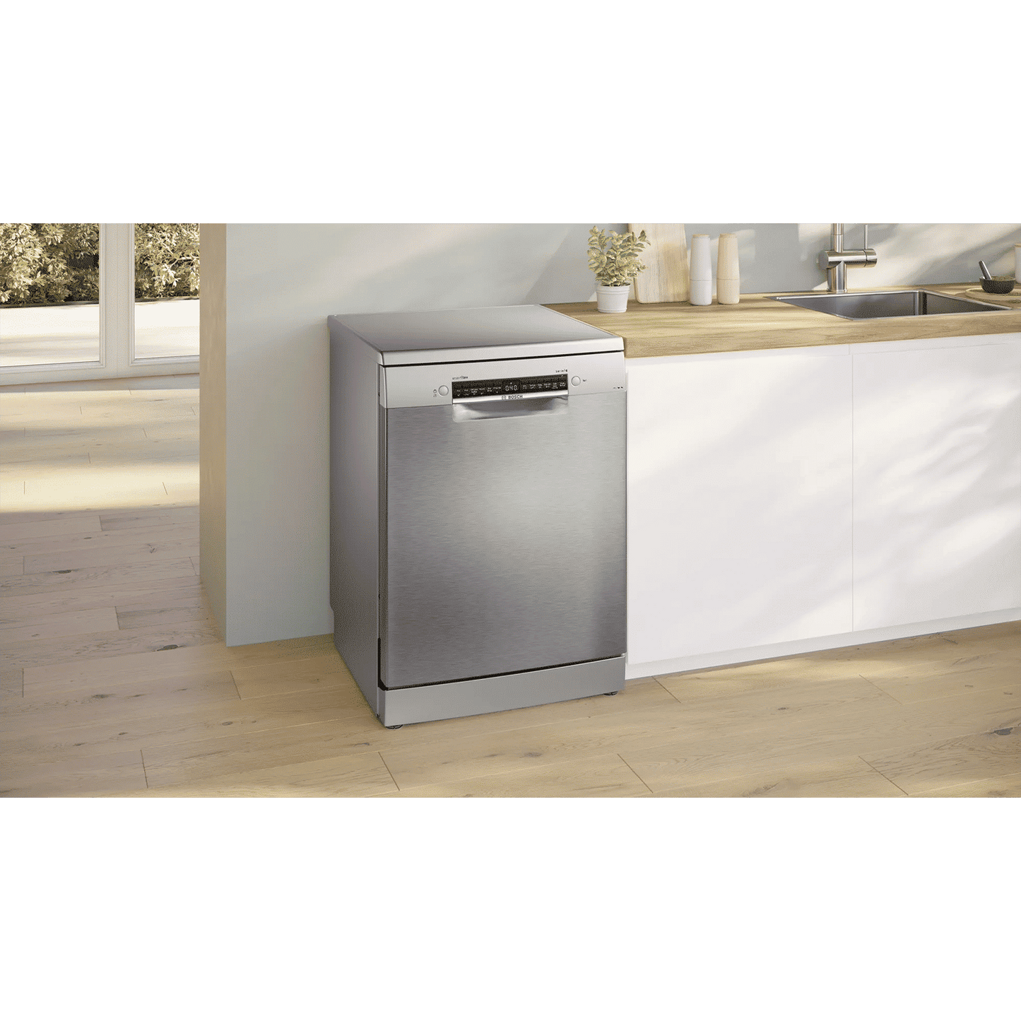 BOSCH Series 6 14 Place Settings Free Standing Dishwasher with Triple Rackmatic System (Silver Inox)