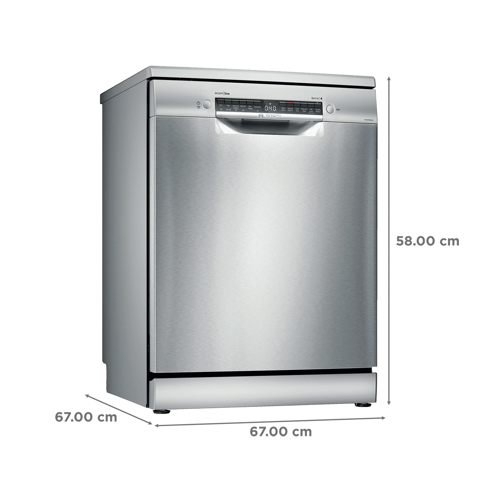 BOSCH Series 6 14 Place Settings Free Standing Dishwasher with Triple Rackmatic System (Silver Inox)