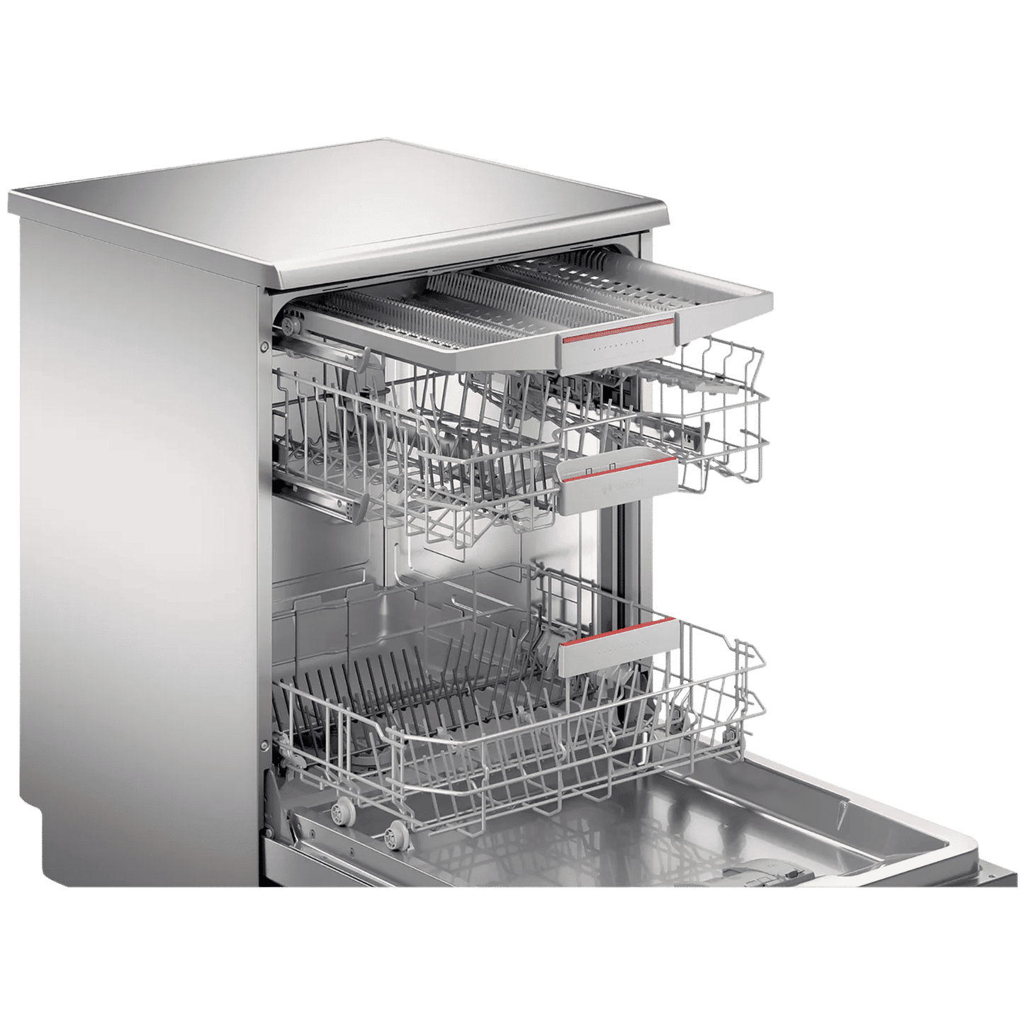 BOSCH Series 6 14 Place Settings Free Standing Dishwasher with Triple Rackmatic System (Silver Inox)