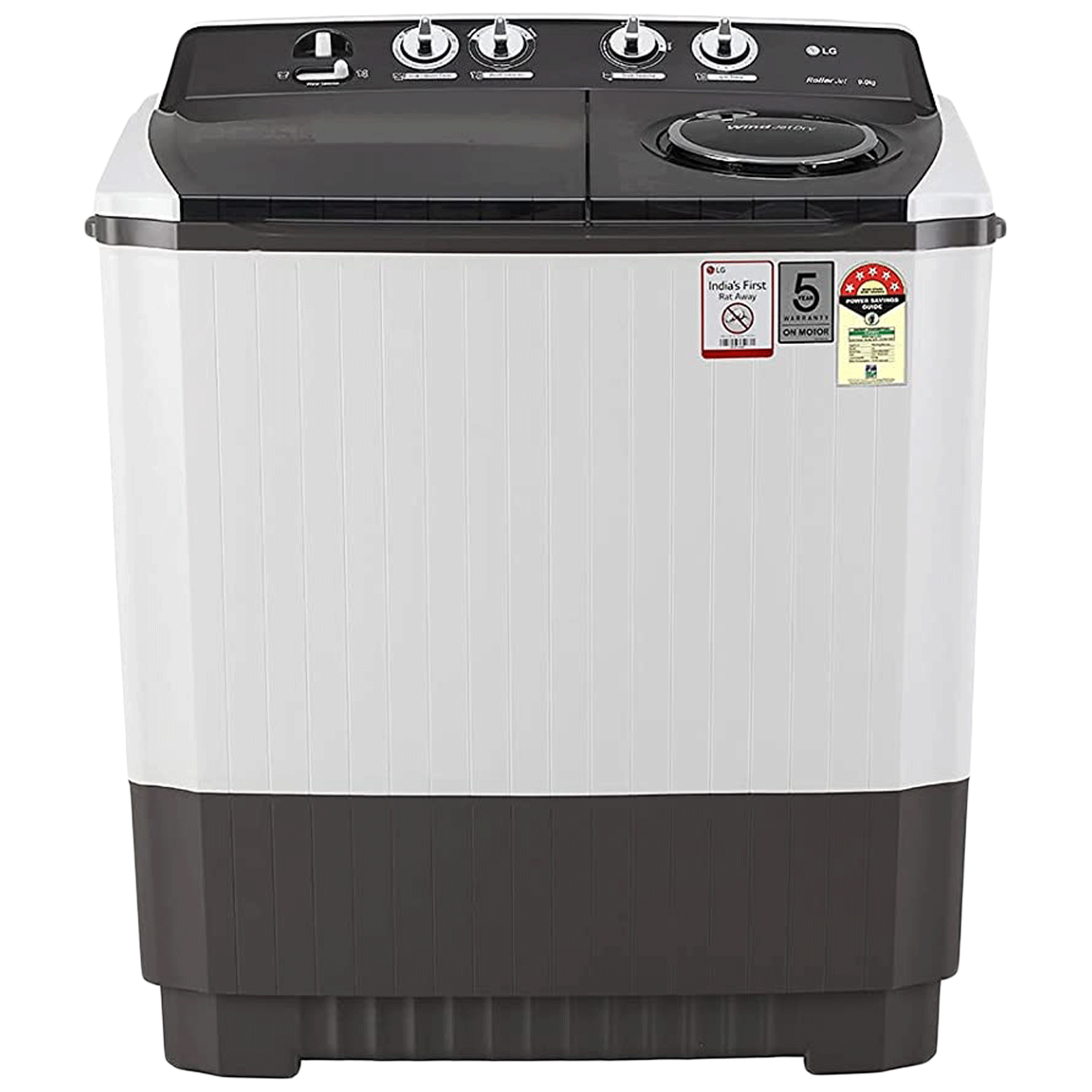 LG 9 kg 5 Star Semi Automatic Washing Machine with Lint Filter (P9041SGAZ.ADGQEIL, Grey)
