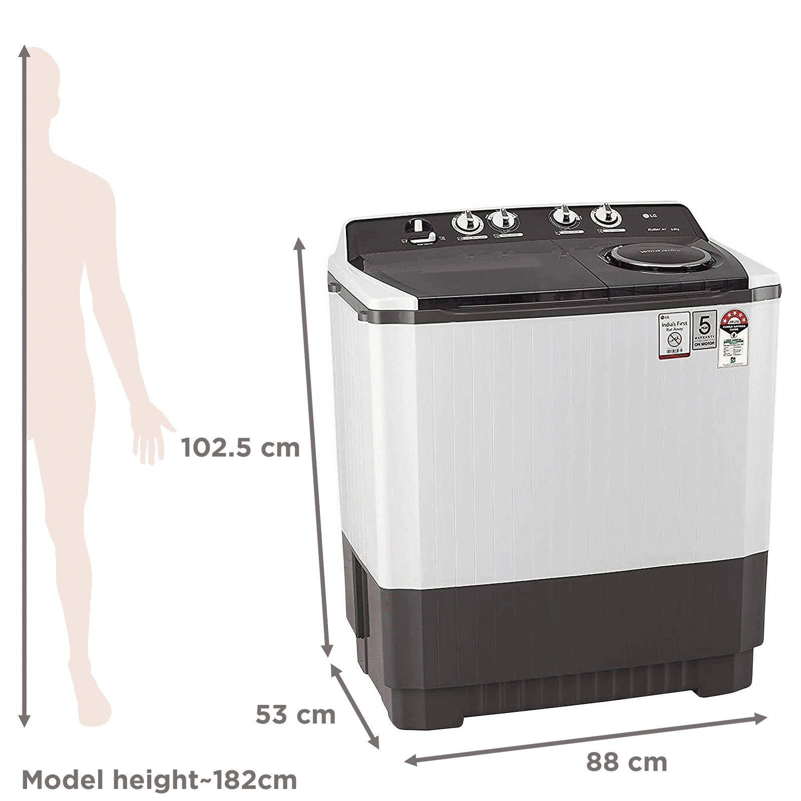 LG 9 kg 5 Star Semi Automatic Washing Machine with Lint Filter (P9041SGAZ.ADGQEIL, Grey)