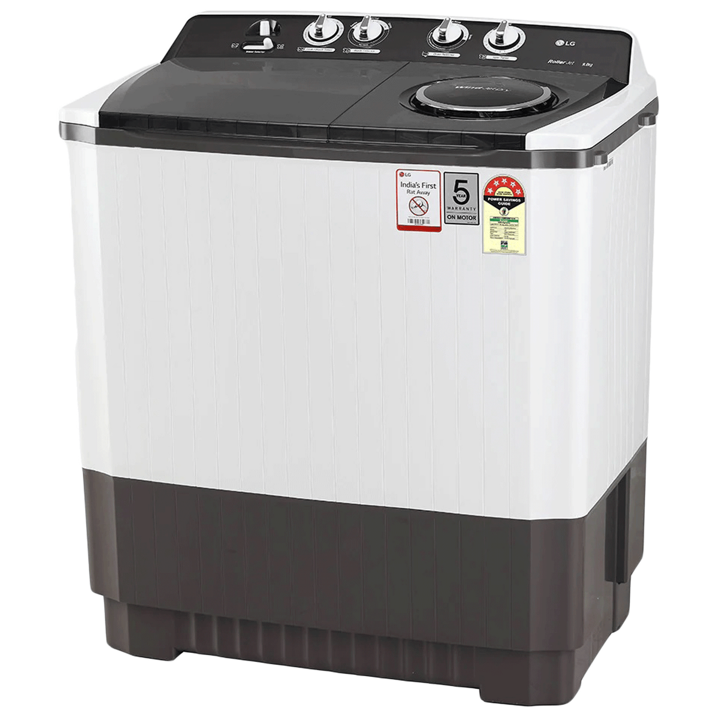 LG 9 kg 5 Star Semi Automatic Washing Machine with Lint Filter (P9041SGAZ.ADGQEIL, Grey)