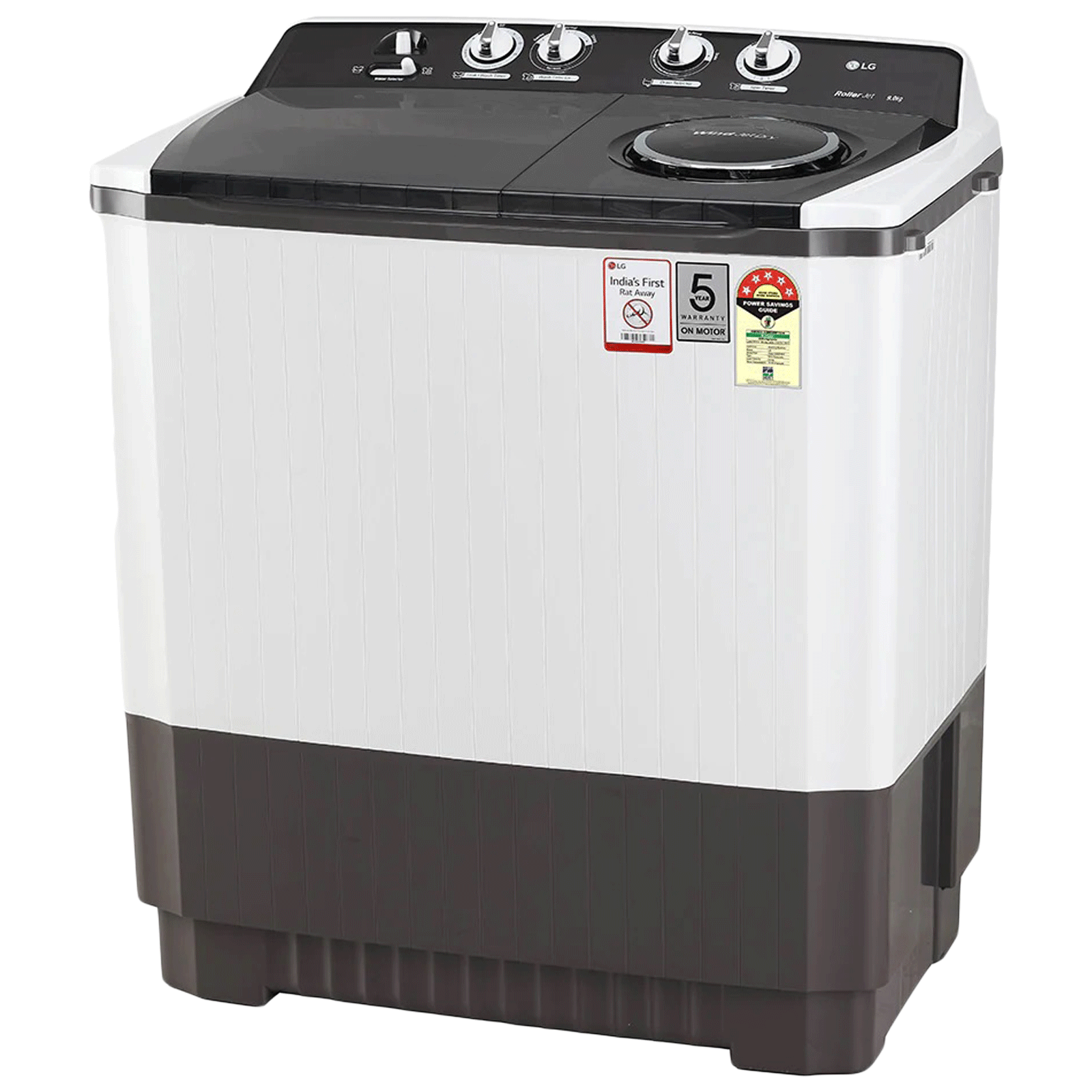 LG 9 kg 5 Star Semi Automatic Washing Machine with Lint Filter (P9041SGAZ.ADGQEIL, Grey)