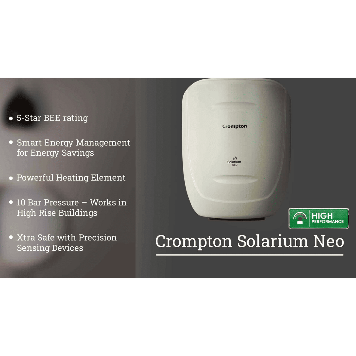 Crompton Solarium Neo 6 Litres 4 Star Vertical Storage Water Geyser with Glass Coated Incoloy Heating Element (White)