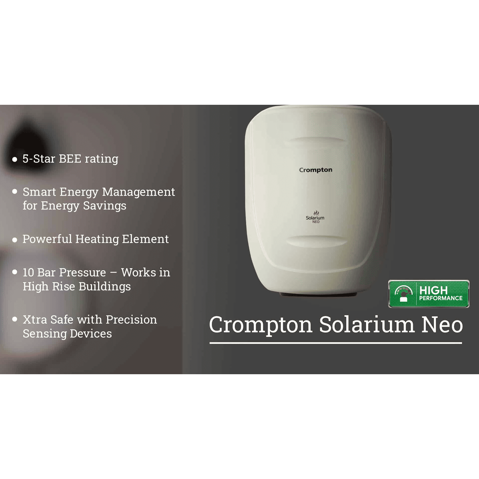 Crompton Solarium Neo 6 Litres 4 Star Vertical Storage Water Geyser with Glass Coated Incoloy Heating Element (White)