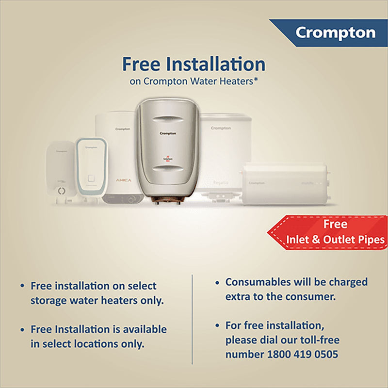 Crompton Solarium Neo 6 Litres 4 Star Vertical Storage Water Geyser with Glass Coated Incoloy Heating Element (White)