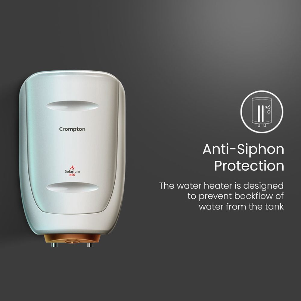 Crompton Solarium Neo 25 Litre 5 Star Vertical Storage Geyser with Anti Siphon Protection (Ivory)