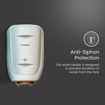 Crompton Solarium Neo 25 Litre 5 Star Vertical Storage Geyser with Anti Siphon Protection (Ivory)
