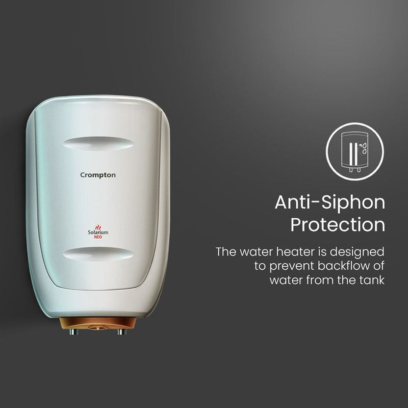 Crompton Solarium Neo 25 Litre 5 Star Vertical Storage Geyser with Anti Siphon Protection (Ivory)