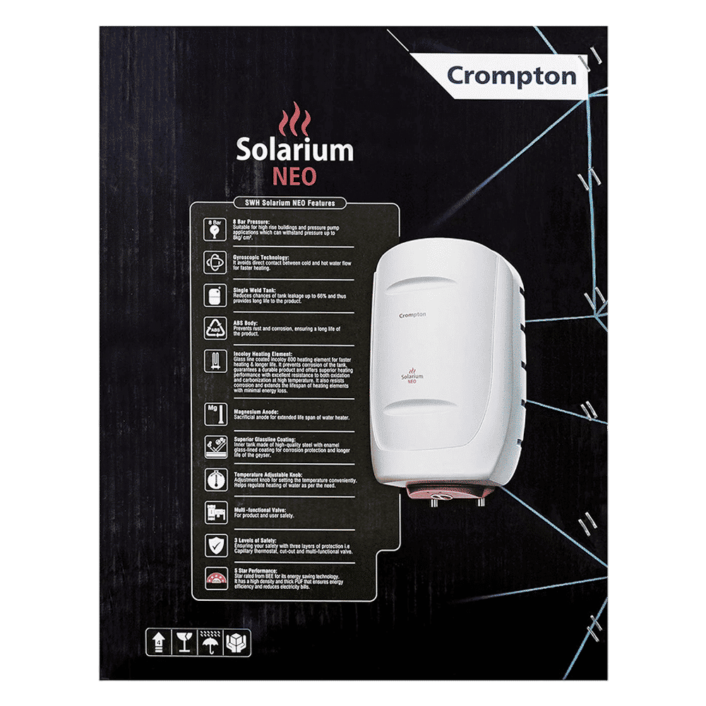 Crompton Solarium Neo 25 Litre 5 Star Vertical Storage Geyser with Anti Siphon Protection (Ivory)
