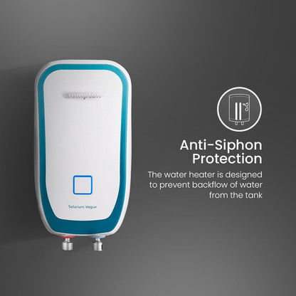 Crompton Solarium Vogue 3 Litre Vertical Instant Geyser with Rust Proof (White & Turquoise Blue)