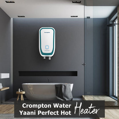 Crompton Solarium Vogue 3 Litre Vertical Instant Geyser with Rust Proof (White & Turquoise Blue)