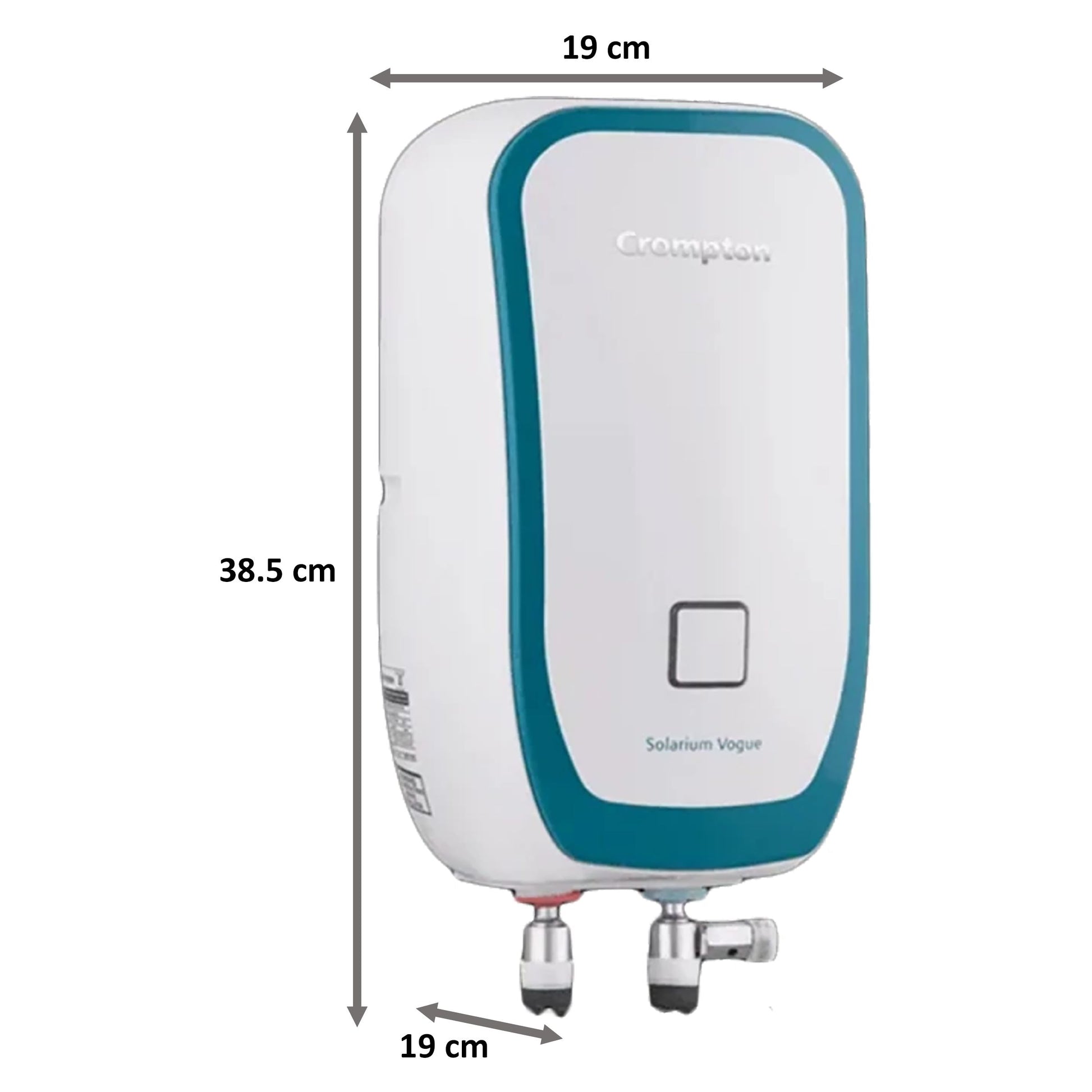 Crompton Solarium Vogue 3 Litre Vertical Instant Geyser with Rust Proof (White & Turquoise Blue)
