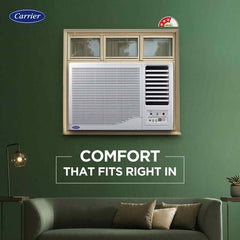 Carrier 2 Ton 3 Star Fixed Speed Window AC | 100% Copper | Energy Saver Mode | Turbo Mode | Remote Control (Estrella FX | White) 2025 Model