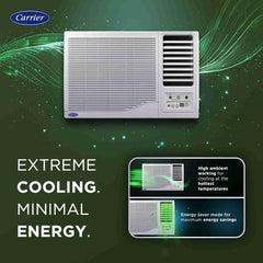 Carrier 2 Ton 3 Star Fixed Speed Window AC | 100% Copper | Energy Saver Mode | Turbo Mode | Remote Control (Estrella FX | White) 2025 Model