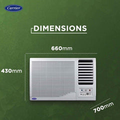 Carrier 2 Ton 3 Star Fixed Speed Window AC | 100% Copper | Energy Saver Mode | Turbo Mode | Remote Control (Estrella FX | White) 2025 Model