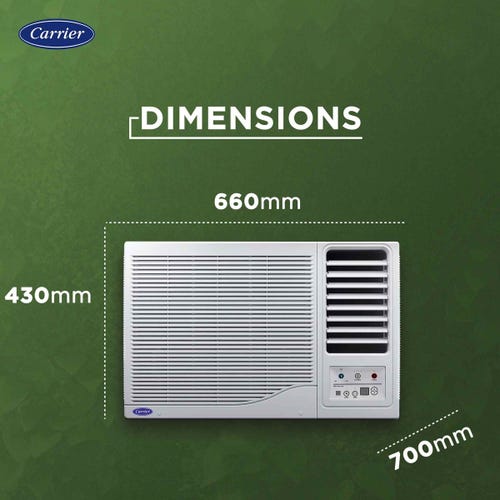 Carrier 2 Ton 3 Star Fixed Speed Window AC | 100% Copper | Energy Saver Mode | Turbo Mode | Remote Control (Estrella FX | White) 2025 Model