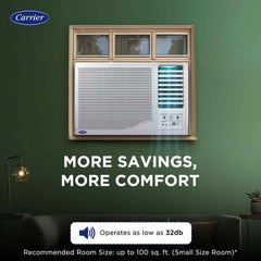 Carrier 2 Ton 3 Star Fixed Speed Window AC | 100% Copper | Energy Saver Mode | Turbo Mode | Remote Control (Estrella FX | White) 2025 Model