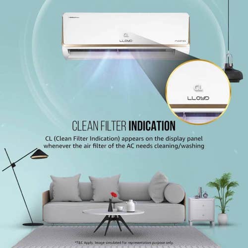 Lloyd 1 Ton 5 Star Inverter Split AC | 5 in 1 Convertible | Smart 4-Way Swing | Wi-Fi Ready | Clean Air Filter | Turbo Cool | Strong Dehumidifier | 100% Copper (GLS12I5FOJGR, White) 2025 Model