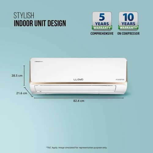 Lloyd 1 Ton 5 Star Inverter Split AC | 5 in 1 Convertible | Smart 4-Way Swing | Wi-Fi Ready | Clean Air Filter | Turbo Cool | Strong Dehumidifier | 100% Copper (GLS12I5FOJGR, White) 2025 Model