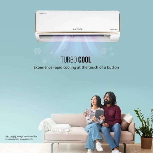 Lloyd 1 Ton 5 Star Inverter Split AC | 5 in 1 Convertible | Smart 4-Way Swing | Wi-Fi Ready | Clean Air Filter | Turbo Cool | Strong Dehumidifier | 100% Copper (GLS12I5FOJGR, White) 2025 Model