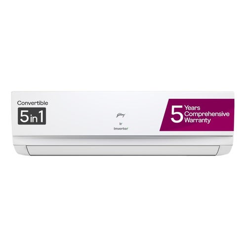 Godrej 1.5 Ton 3 Star | 5-in-1 Convertible Inverter Split AC | 5 Years Warranty* | 100% Copper | White | 2025 Model (SIC18TTC3-WZQ)