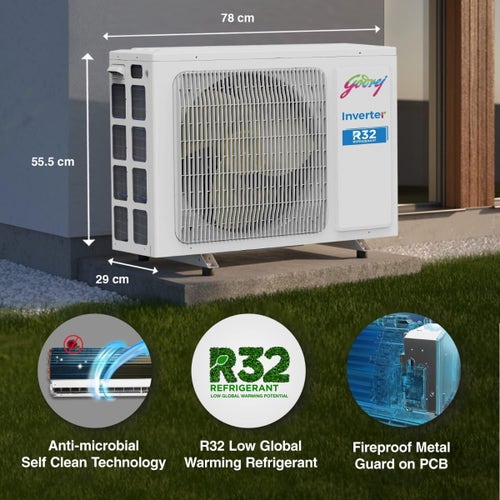 Godrej 1.5 Ton 3 Star | 5-in-1 Convertible Inverter Split AC | 5 Years Warranty* | 100% Copper | White | 2025 Model (SIC18TTC3-WZQ)