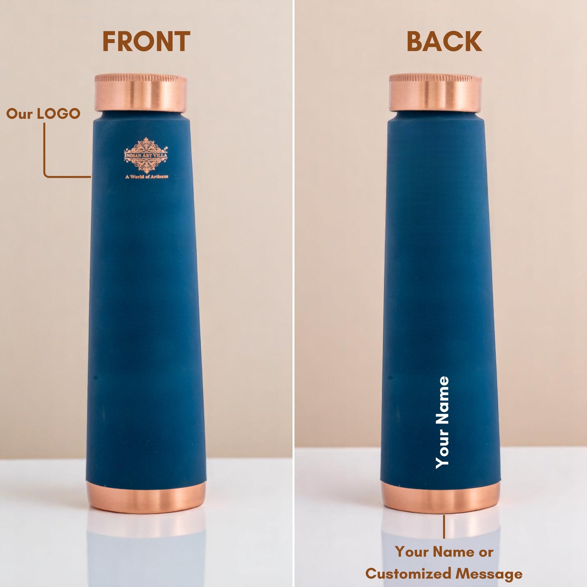 Personalized Copper Pyramid Shape Silk Finish Water Bottle