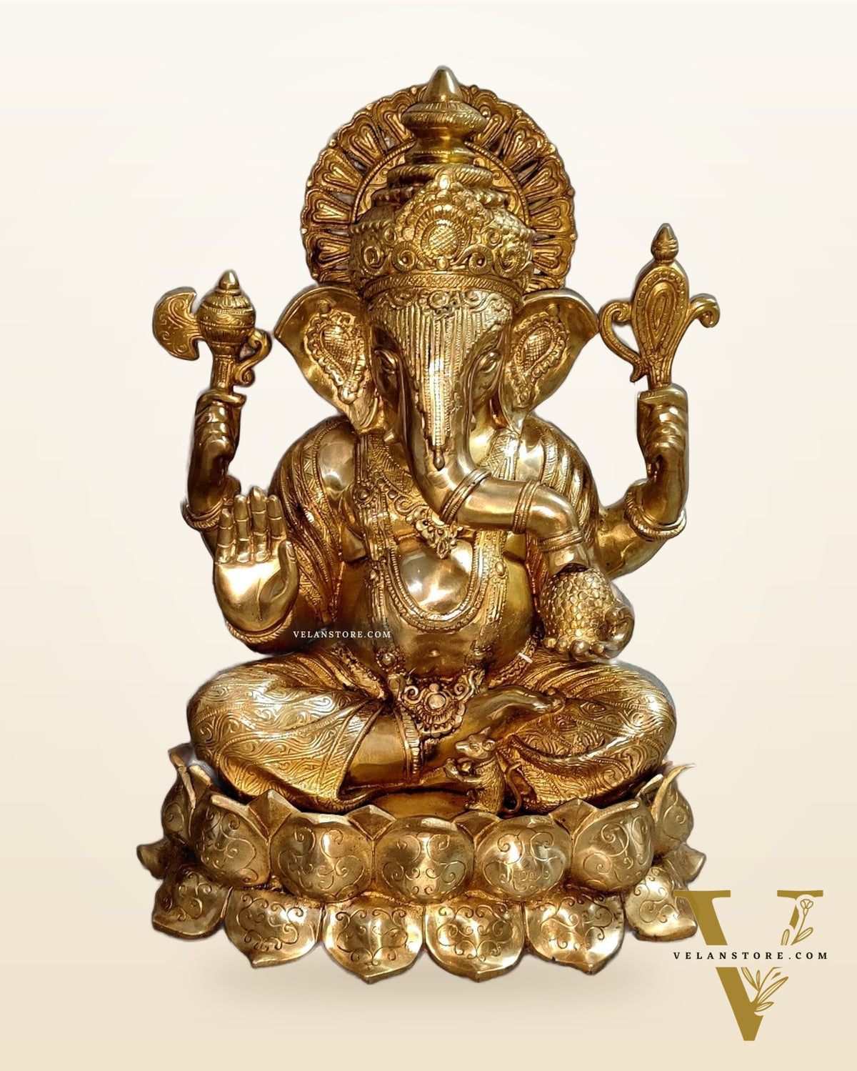 24-Inch Brass Kamal Ganesha Statue