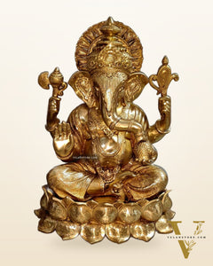 24-Inch Brass Kamal Ganesha Statue