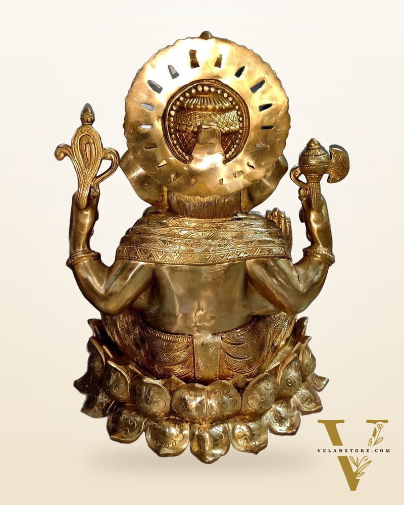 24-Inch Brass Kamal Ganesha Statue