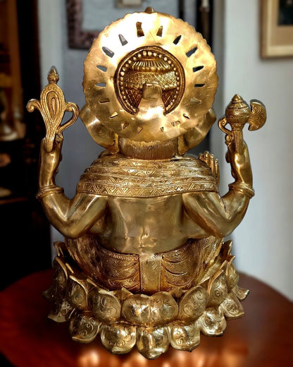 24-Inch Brass Kamal Ganesha Statue