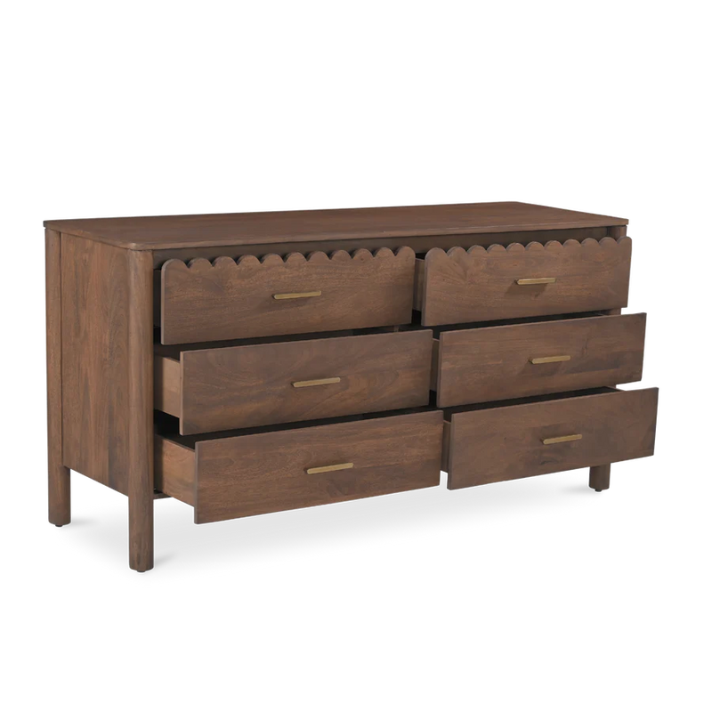 Indiana Scalloped Edge Solid Wood Dresser – Modern Storage Cabinet