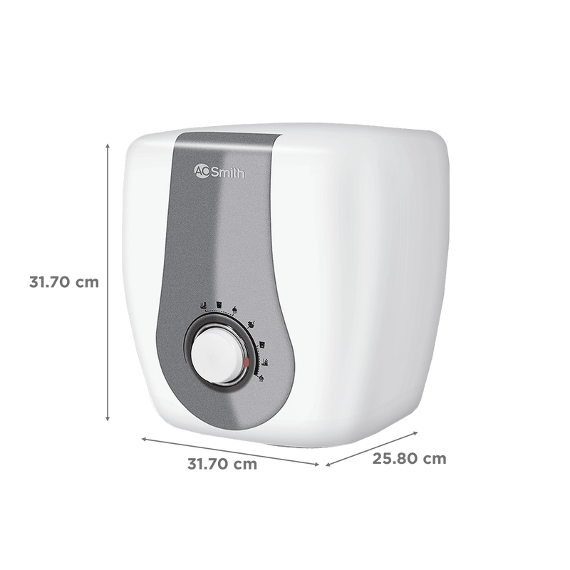 AO Smith Finesse 6 Litres 5 Star Vertical Storage Water Geyser with Glass Coated Incoloy Heating Element (White)